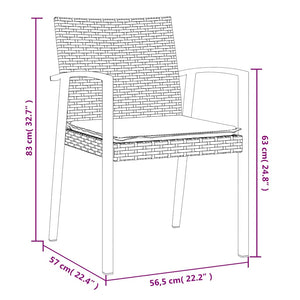 Set Pranzo da Giardino 7 pz con Cuscini in Polyrattan e Acciaio