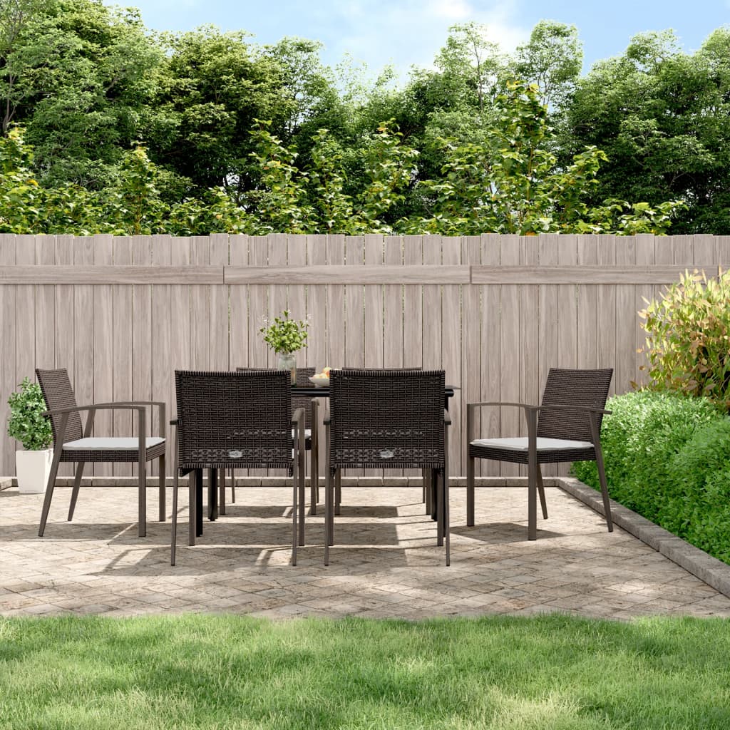 Set Pranzo da Giardino 7 pz con Cuscini in Polyrattan e Acciaiocod mxl 100590