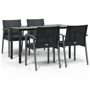 Set Pranzo da Giardino 5pz con Cuscini in Polyrattan e Acciaio 3186991