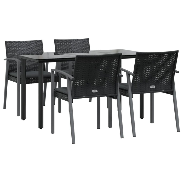 Set Pranzo da Giardino 5pz con Cuscini in Polyrattan e Acciaio 3186991