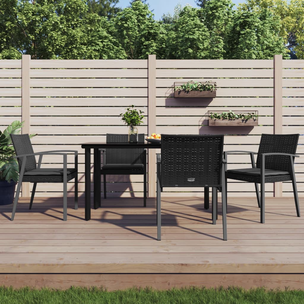 Set Pranzo da Giardino 5pz con Cuscini in Polyrattan e Acciaio 3186991