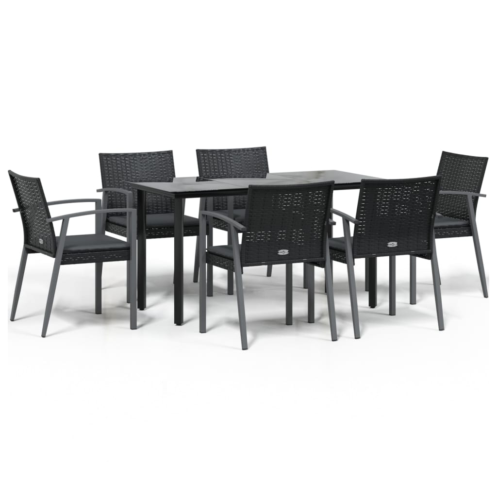 Set Pranzo da Giardino 7 pz con Cuscini in Polyrattan e Acciaio 3186992