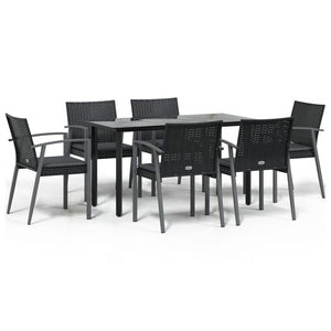 Set Pranzo da Giardino 7 pz con Cuscini in Polyrattan e Acciaio 3186992