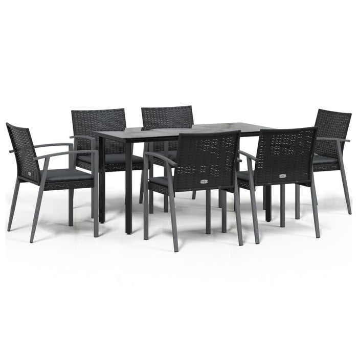 Set Pranzo da Giardino 7 pz con Cuscini in Polyrattan e Acciaio 3186992