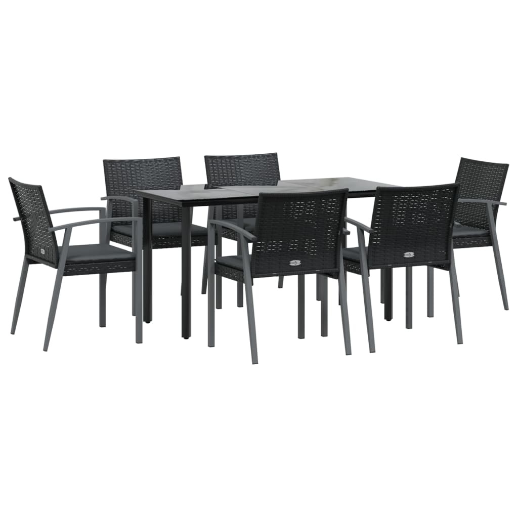 Set Pranzo da Giardino 7 pz con Cuscini in Polyrattan e Acciaio 3186992