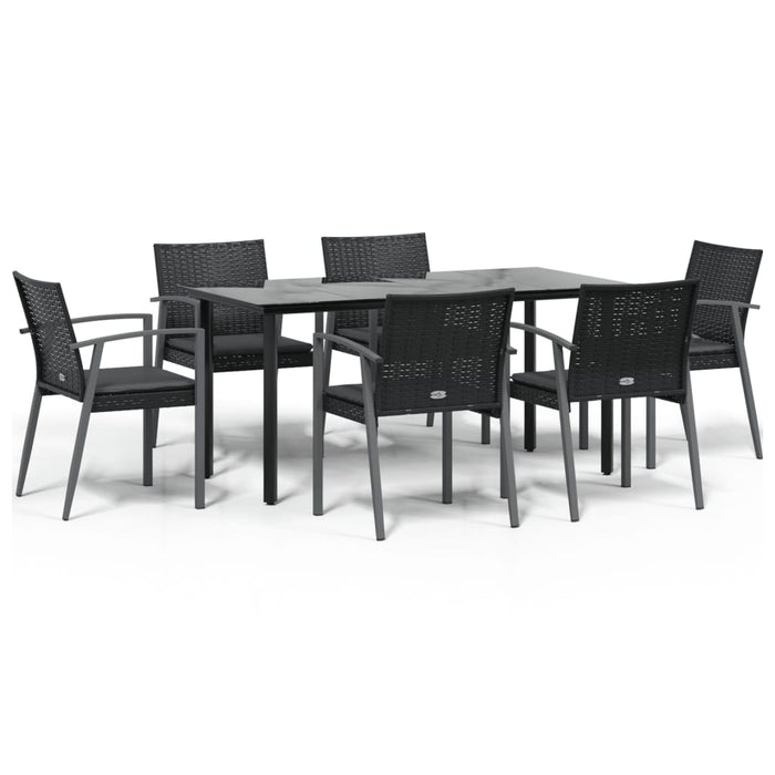 Set Pranzo da Giardino 7 pz con Cuscini in Polyrattan e Acciaio 3186996