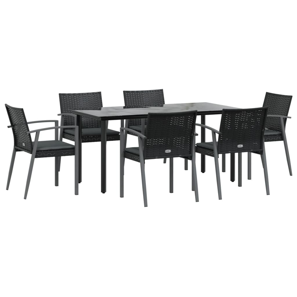 Set Pranzo da Giardino 7 pz con Cuscini in Polyrattan e Acciaio 3186996