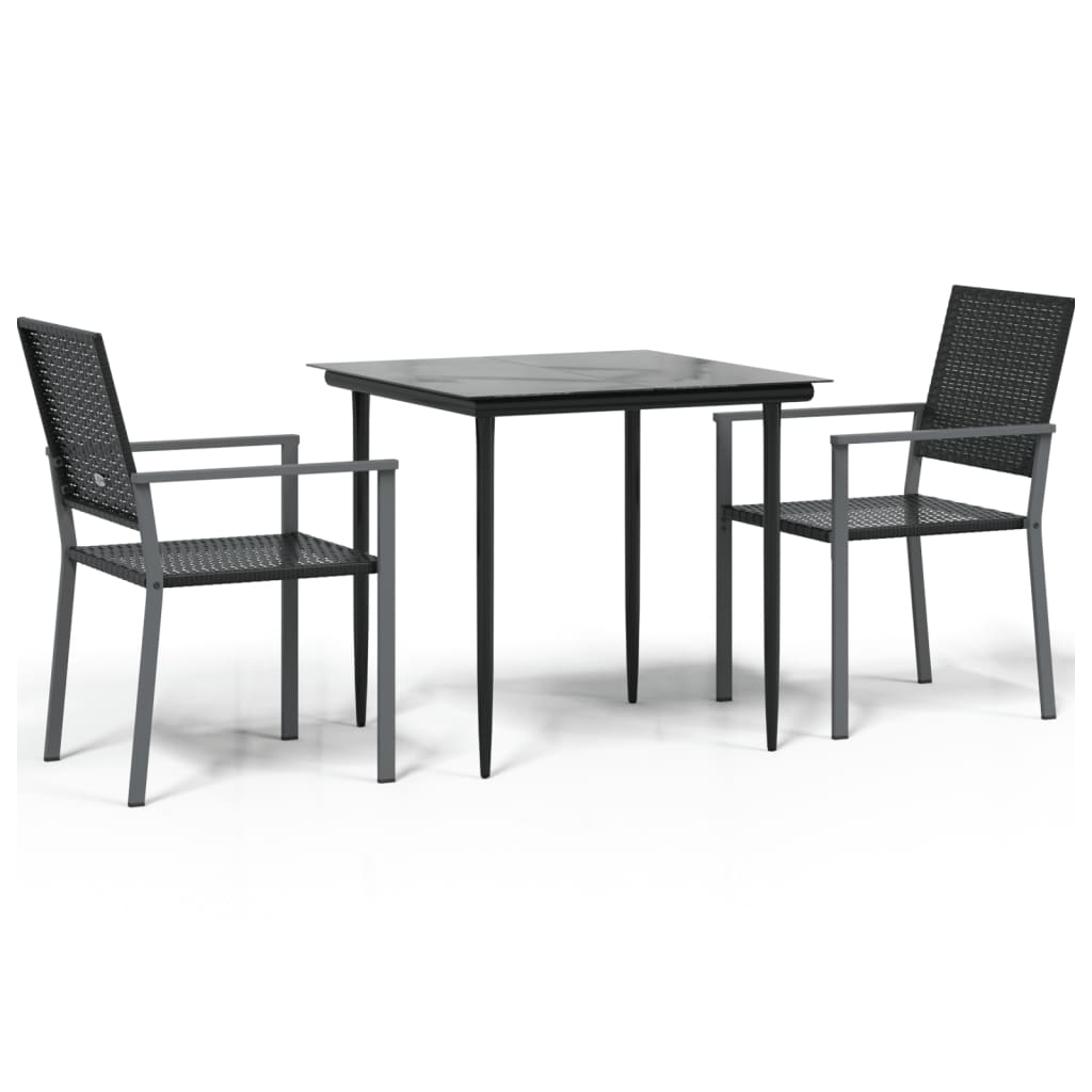 Set da Pranzo da Giardino 3 pz in Polyrattan e Acciaio 3187003