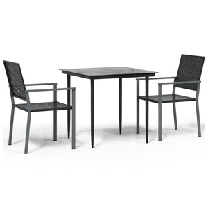 Set da Pranzo da Giardino 3 pz in Polyrattan e Acciaio 3187003