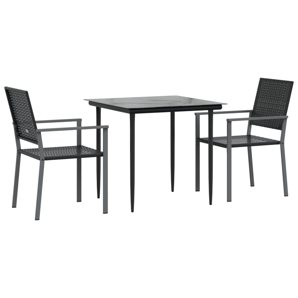 Set da Pranzo da Giardino 3 pz in Polyrattan e Acciaio 3187003