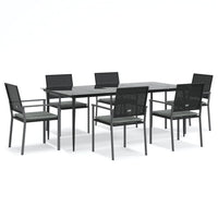 Set Pranzo da Giardino 7 pz con Cuscini in Polyrattan e Acciaio 3187013