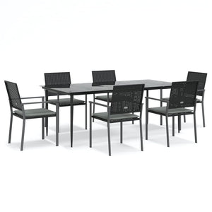 Set Pranzo da Giardino 7 pz con Cuscini in Polyrattan e Acciaio 3187013
