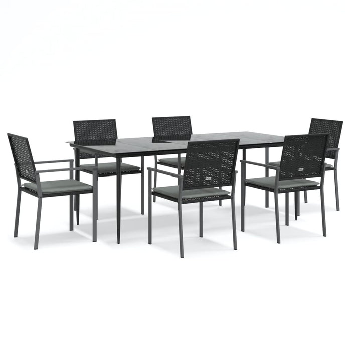 Set Pranzo da Giardino 7 pz con Cuscini in Polyrattan e Acciaio 3187013