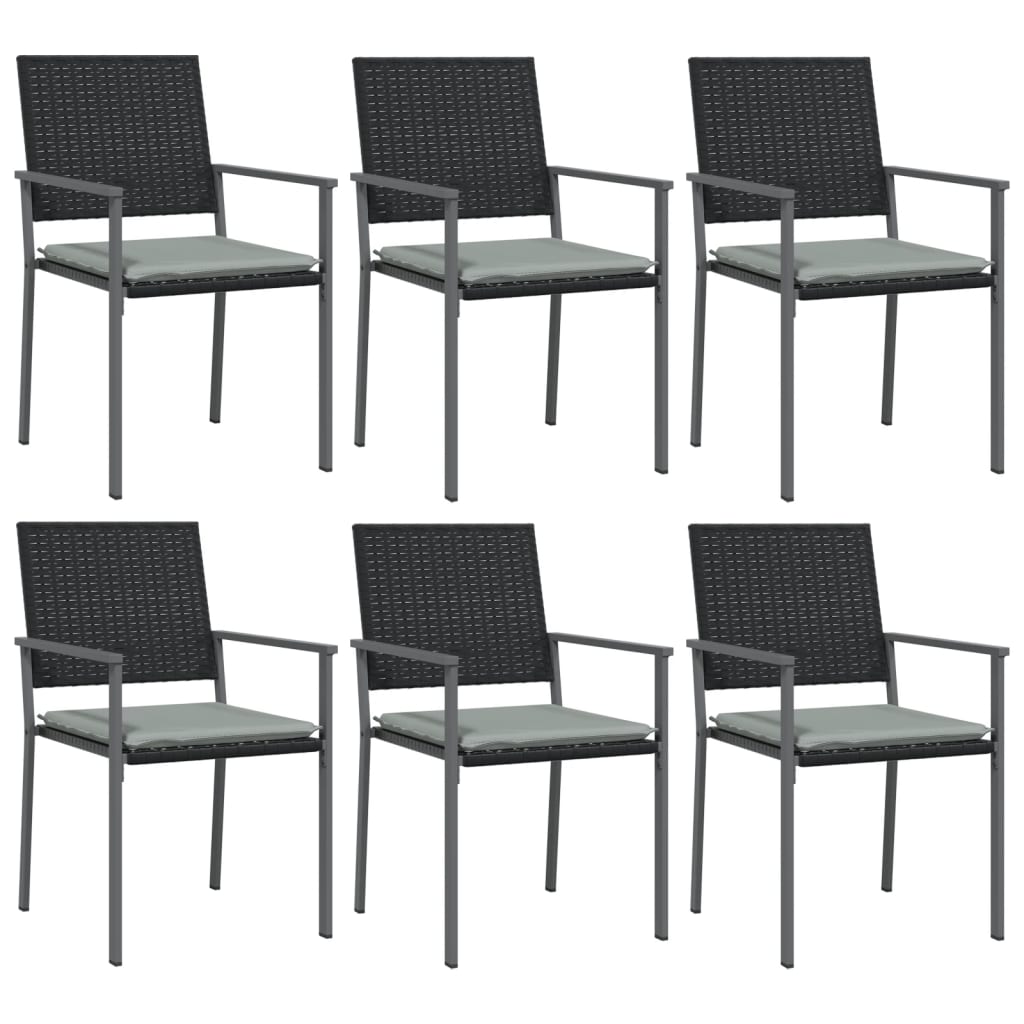 Set Pranzo da Giardino 7 pz con Cuscini in Polyrattan e Acciaio 3187013