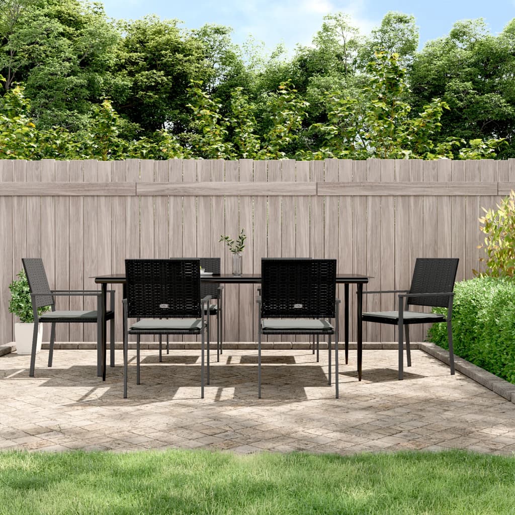 Set Pranzo da Giardino 7 pz con Cuscini in Polyrattan e Acciaio 3187013