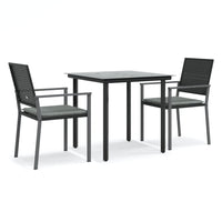Set Pranzo da Giardino 3pz con Cuscini in Polyrattan e Acciaio 3187017