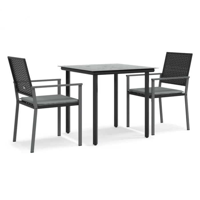 Set Pranzo da Giardino 3pz con Cuscini in Polyrattan e Acciaio 3187017