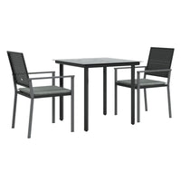 Set Pranzo da Giardino 3pz con Cuscini in Polyrattan e Acciaio 3187017