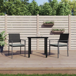Set Pranzo da Giardino 3pz con Cuscini in Polyrattan e Acciaio 3187017