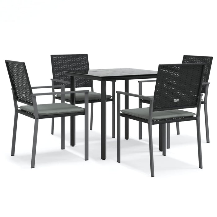 Set Pranzo da Giardino 5pz con Cuscini in Polyrattan e Acciaio 3187018