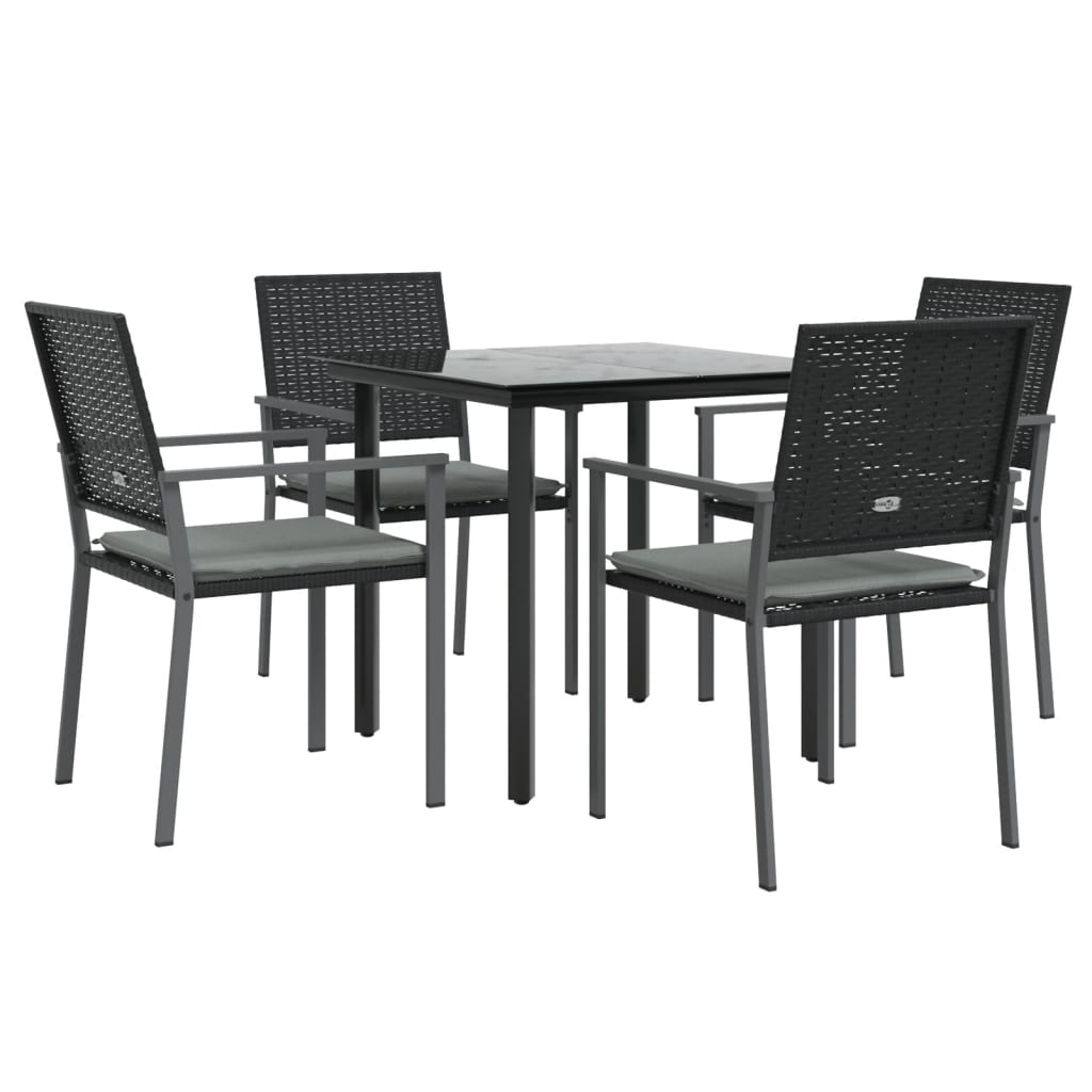 Set Pranzo da Giardino 5pz con Cuscini in Polyrattan e Acciaio 3187018