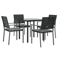 Set Pranzo da Giardino 5pz con Cuscini in Polyrattan e Acciaio 3187018