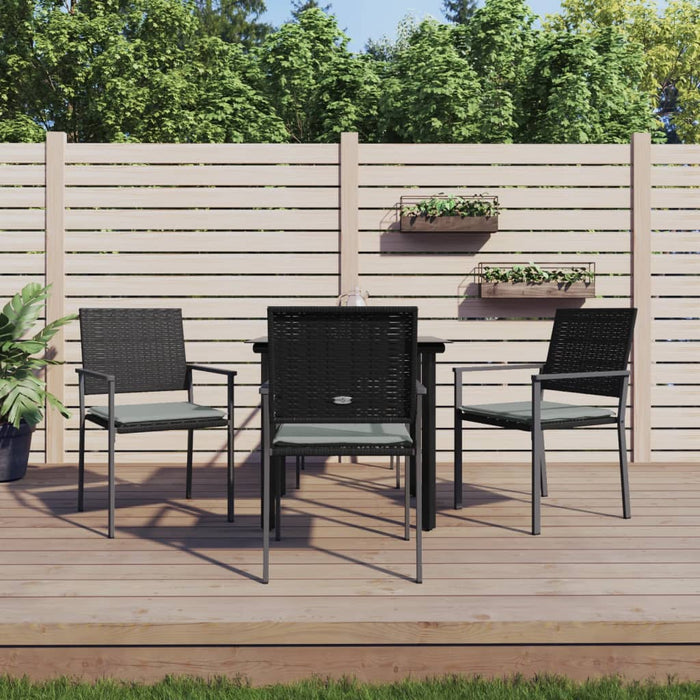 Set Pranzo da Giardino 5pz con Cuscini in Polyrattan e Acciaio 3187018
