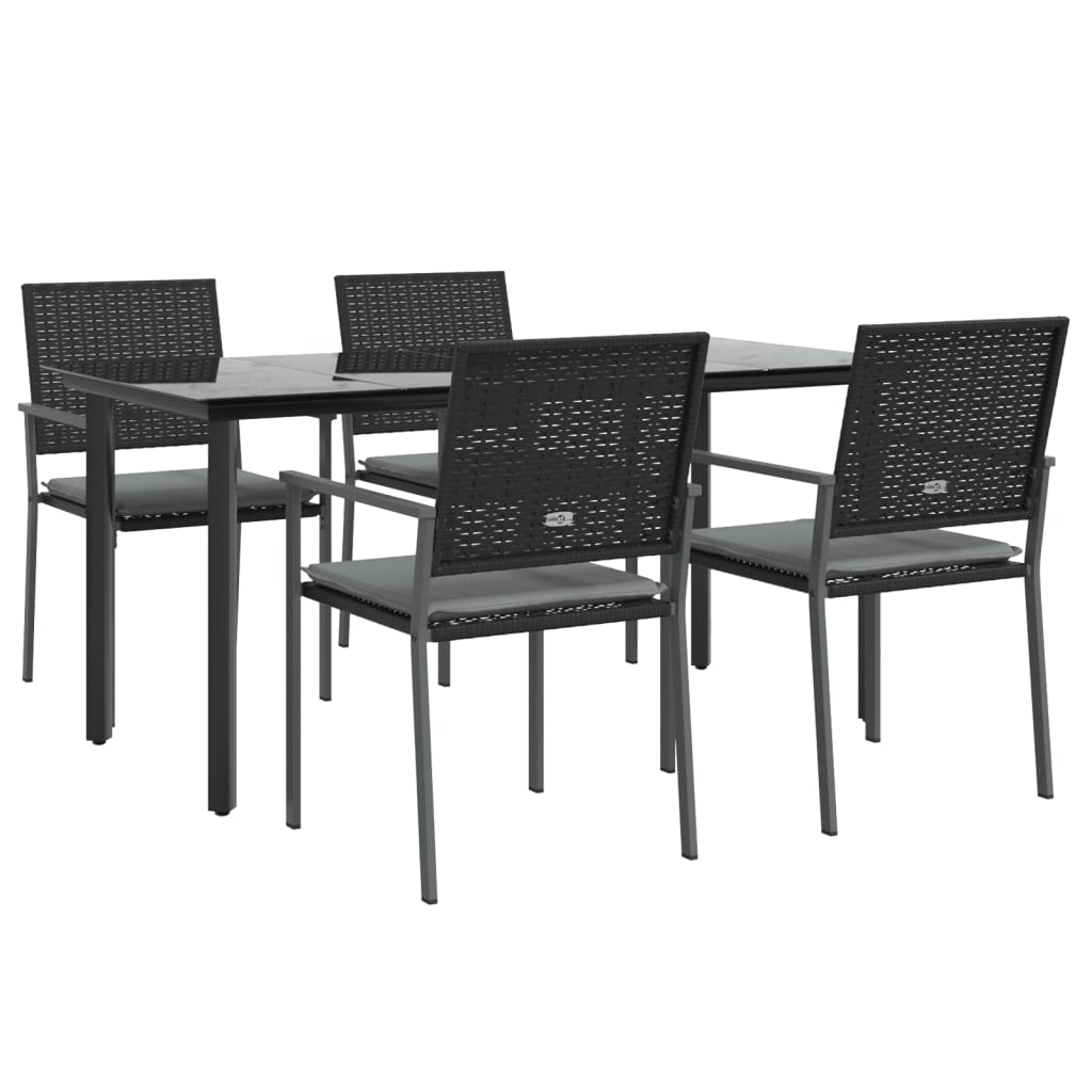 Set Pranzo da Giardino 5pz con Cuscini in Polyrattan e Acciaiocod mxl 76653