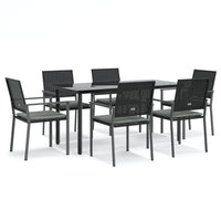Set Pranzo da Giardino 7 pz con Cuscini in Polyrattan e Acciaiocod mxl 100589