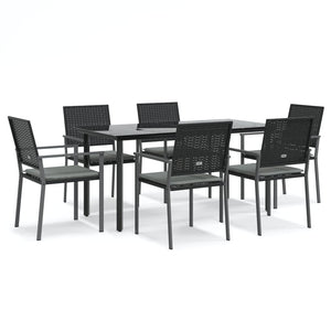 Set Pranzo da Giardino 7 pz con Cuscini in Polyrattan e Acciaiocod mxl 100589