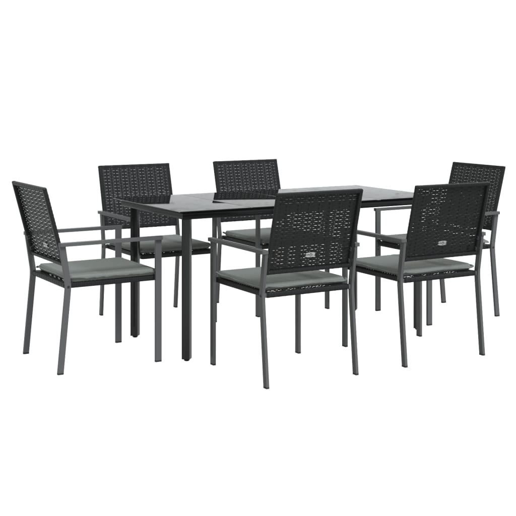Set Pranzo da Giardino 7 pz con Cuscini in Polyrattan e Acciaiocod mxl 100589