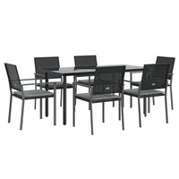 Set Pranzo da Giardino 7 pz con Cuscini in Polyrattan e Acciaiocod mxl 100589
