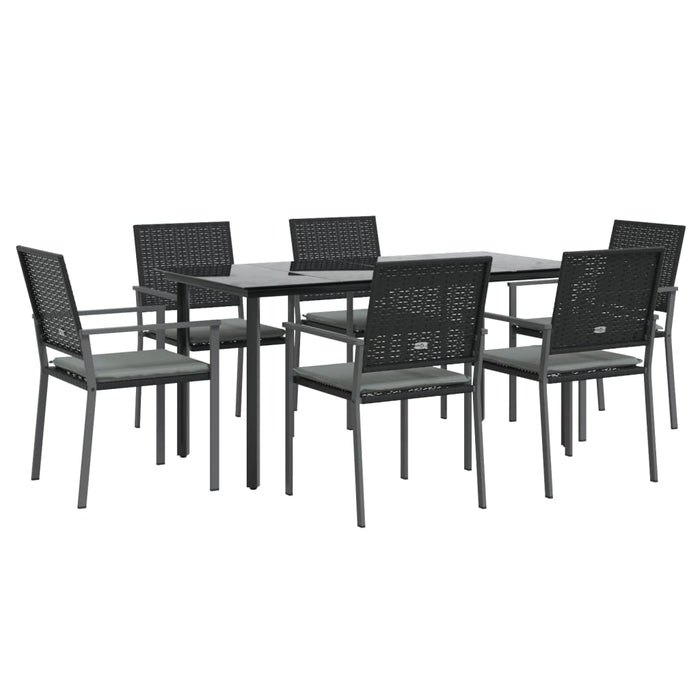 Set Pranzo da Giardino 7 pz con Cuscini in Polyrattan e Acciaiocod mxl 100589