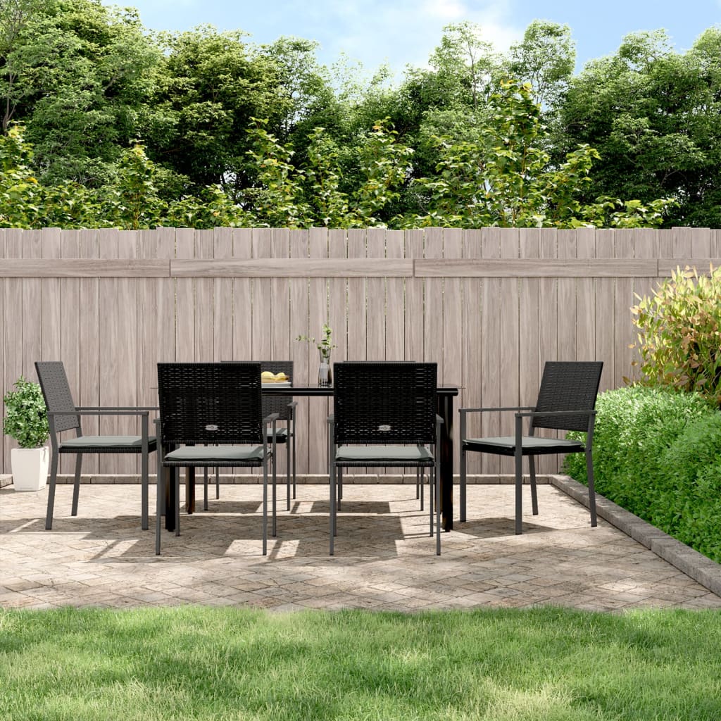 Set Pranzo da Giardino 7 pz con Cuscini in Polyrattan e Acciaiocod mxl 100589