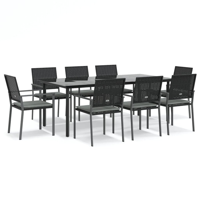 Set Pranzo da Giardino 9 pz con Cuscini in Polyrattan e Acciaio 3187030
