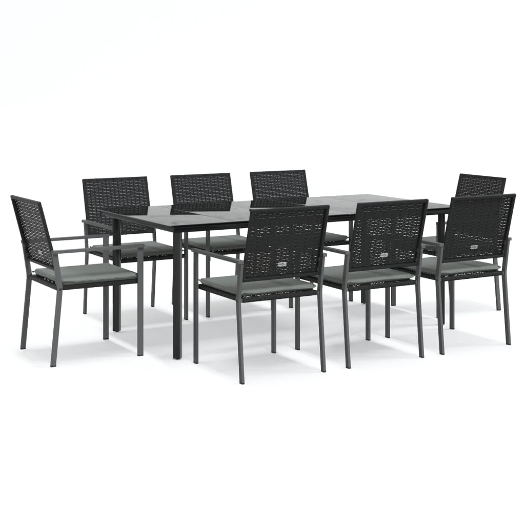Set Pranzo da Giardino 9 pz con Cuscini in Polyrattan e Acciaiocod mxl 100594