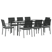Set Pranzo da Giardino 9 pz con Cuscini in Polyrattan e Acciaiocod mxl 100594