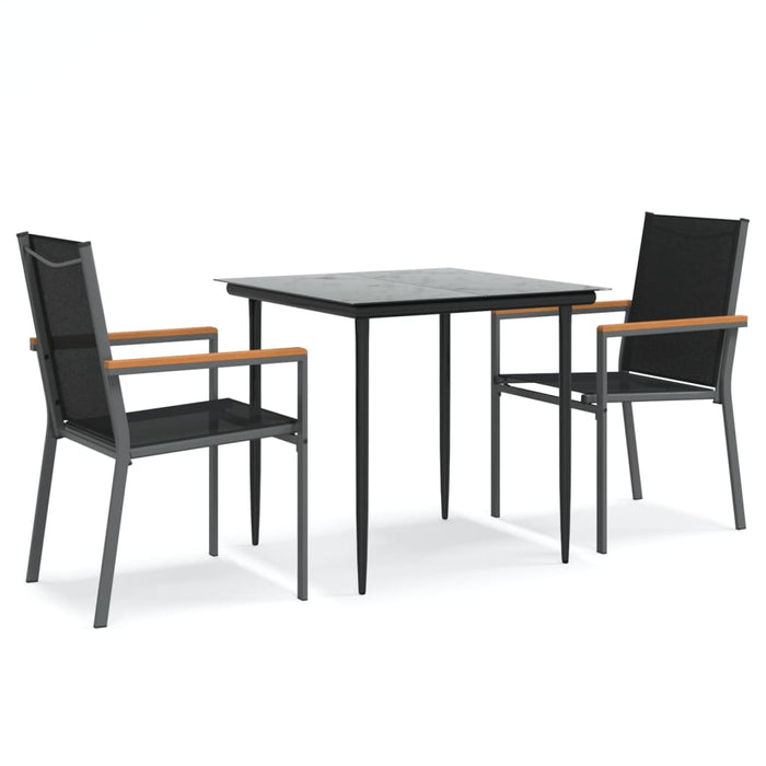 Set da Pranzo da Giardino 3 pz Nero in Textilene e Acciaiocod mxl 76623