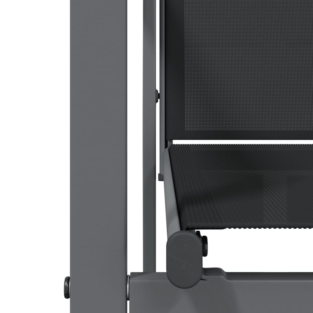 Set da Pranzo da Giardino 5 pz Nero in Textilene e Acciaio 3187034