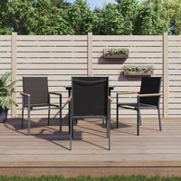 Set da Pranzo da Giardino 5 pz Nero in Textilene e Acciaio 3187034
