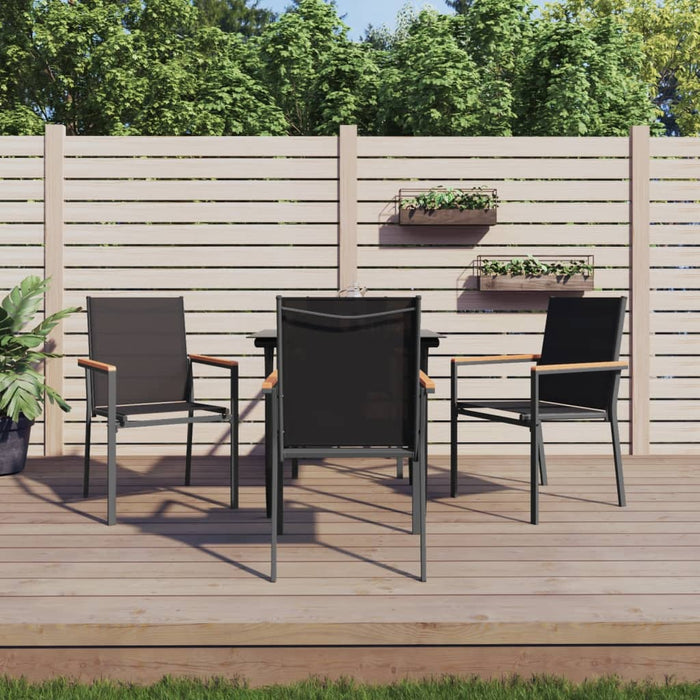 Set da Pranzo da Giardino 5 pz Nero in Textilene e Acciaio 3187034