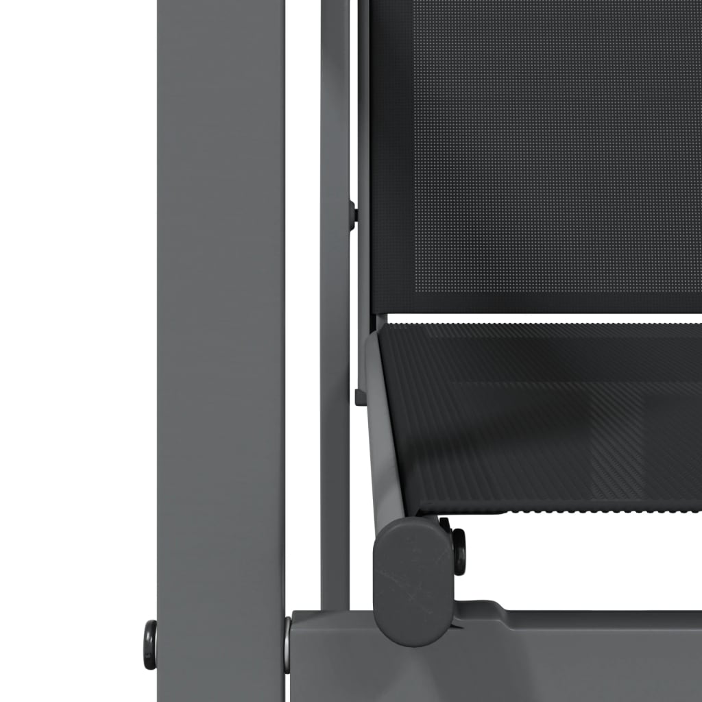 Set da Pranzo da Giardino 3 pz Nero in Textilene e Acciaio 3187041