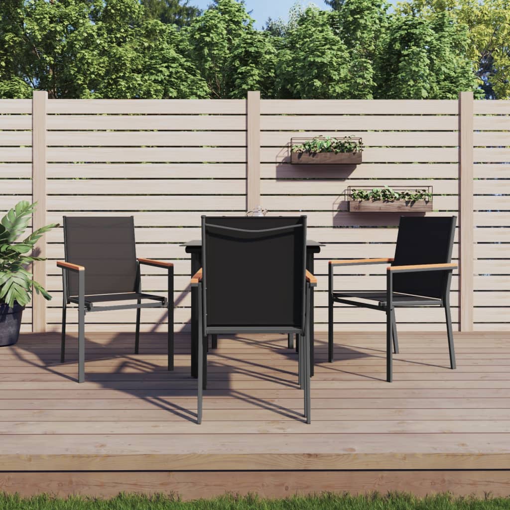 Set da Pranzo da Giardino 5 pz Nero in Textilene e Acciaio 3187042