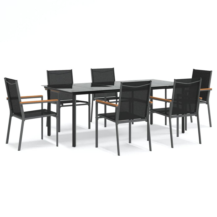 Set da Pranzo da Giardino 7 pz Nero in Textilene e Acciaiocod mxl 100644