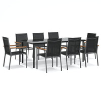 Set da Pranzo da Giardino 9 pz Nero in Textilene e Acciaio 3187048