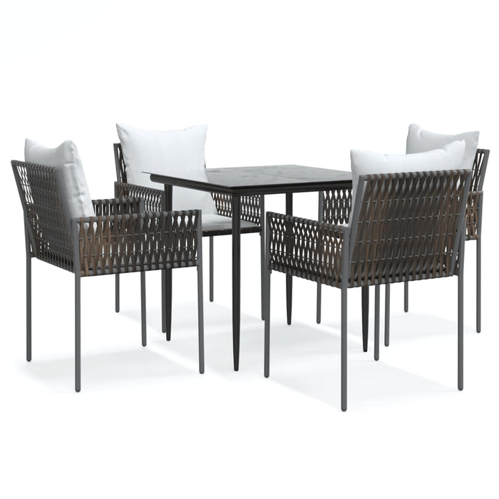 Set Pranzo da Giardino 5pz con Cuscini in Polyrattan e Acciaio 3187050