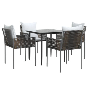 Set Pranzo da Giardino 5pz con Cuscini in Polyrattan e Acciaio 3187050