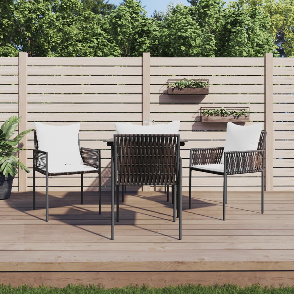 Set Pranzo da Giardino 5pz con Cuscini in Polyrattan e Acciaio 3187050