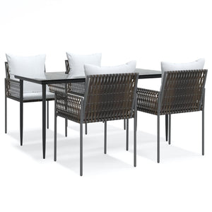 Set Pranzo da Giardino 5pz con Cuscini in Polyrattan e Acciaio 3187057
