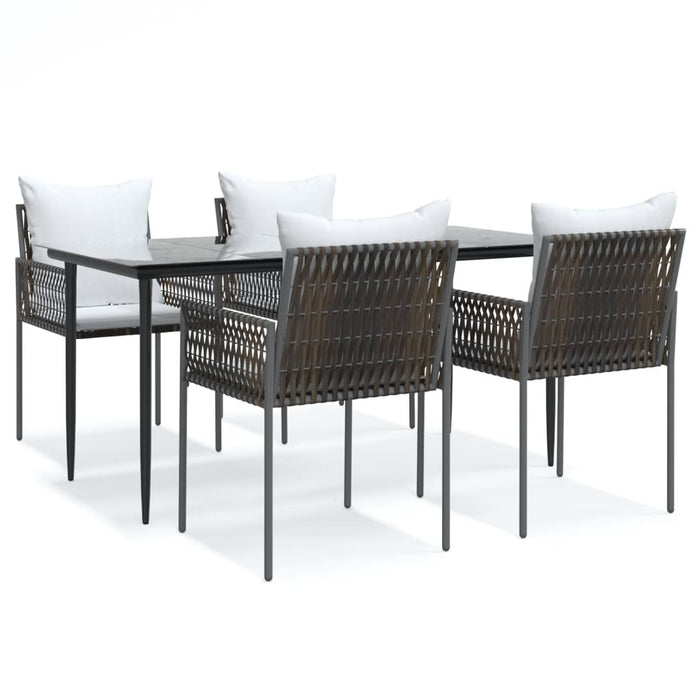 Set Pranzo da Giardino 5pz con Cuscini in Polyrattan e Acciaio 3187057